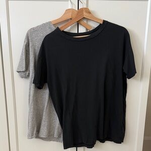 aerie Short Sleeve Real Soft T-shirt- Black & Heather Gray- set of 2